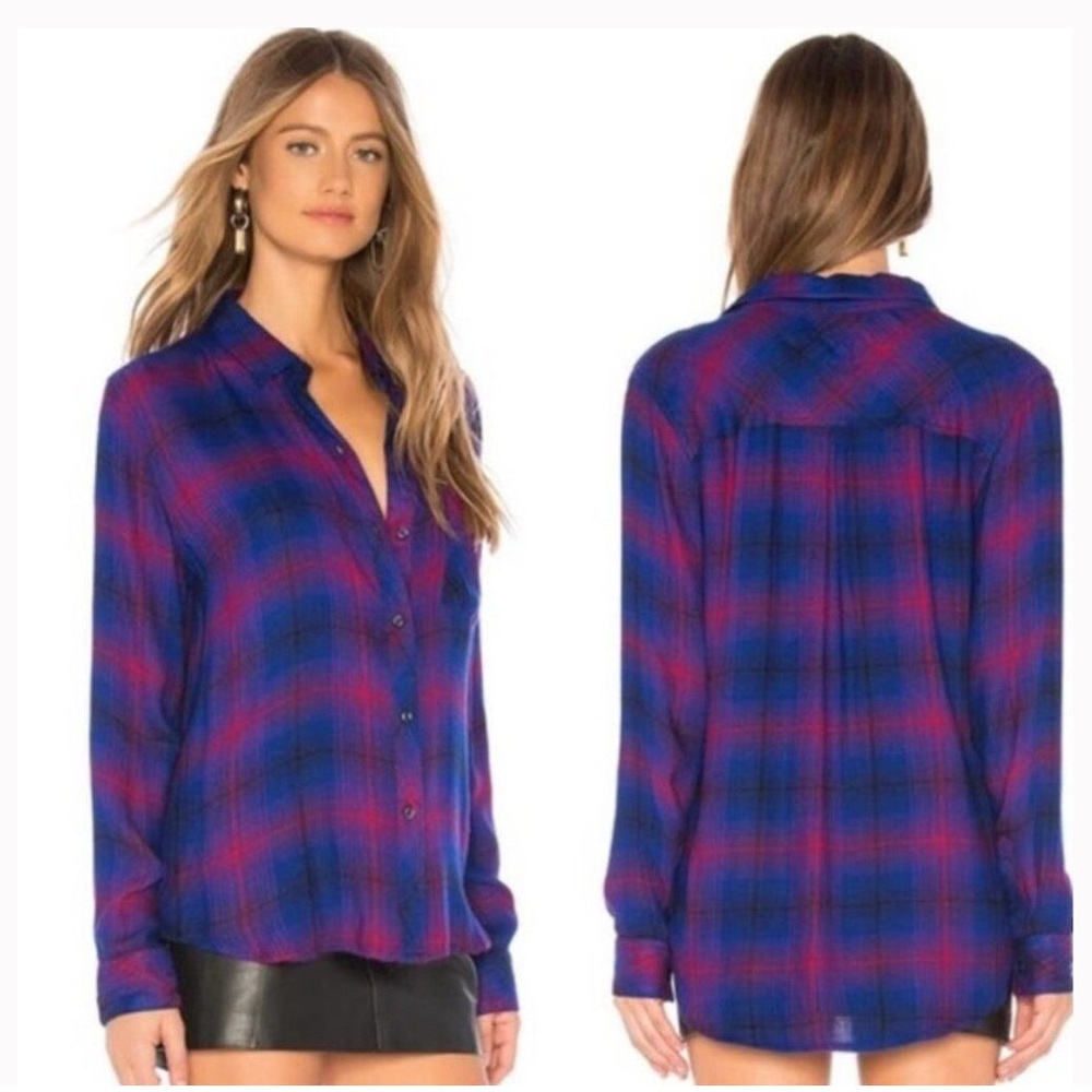 Rails Womens Hunter Azure Scarlet Flannel Button Down Small Comfy Soft Preppy